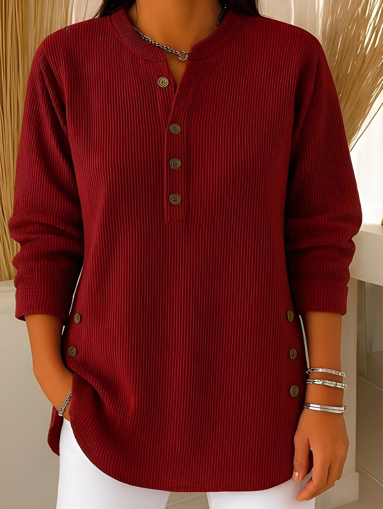 Jocelyn - Comfortable women's knit sweater with buttons