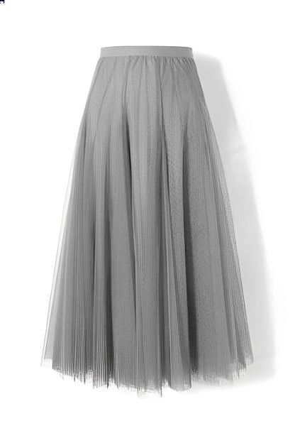 Maleah – Pleated midi skirt made of mesh fabric
