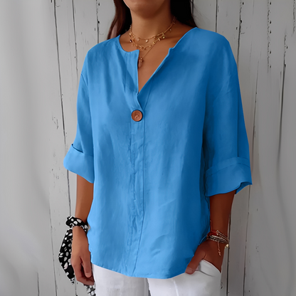 Noémie - Women's blouse with V-neckline