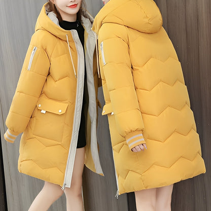 Catherine - Modern long down jacket with hood for women