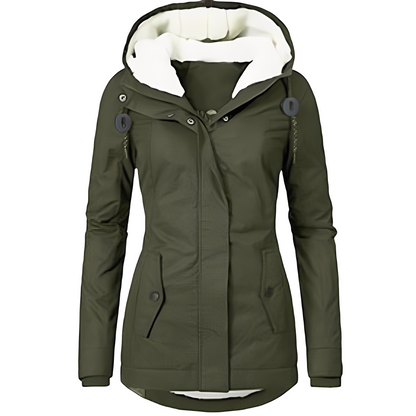 Valary - Women's Velvet Jacket with Hood, Waterproof