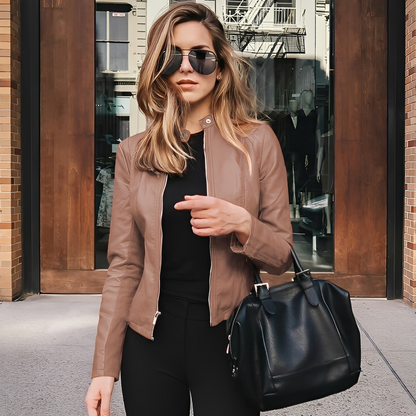 Lysiane - Stylish winter leather jacket for women