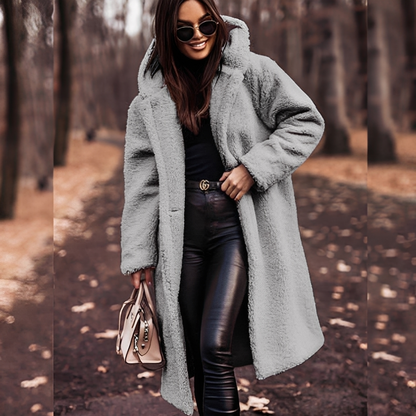 Lucette - winter coat with faux fur hood for women