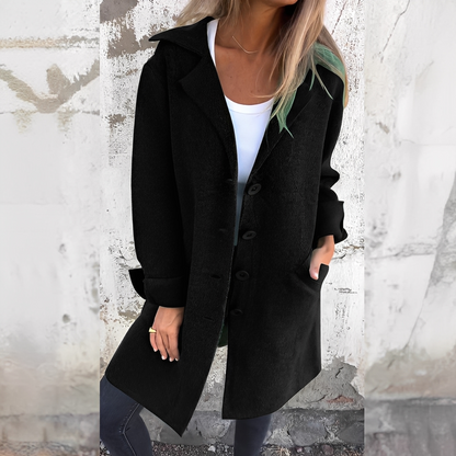 Odile - Long, casual women's coat with lapels
