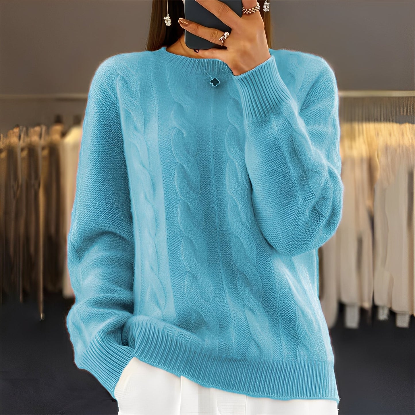 Theresa - Comfortable classic women's wool sweater