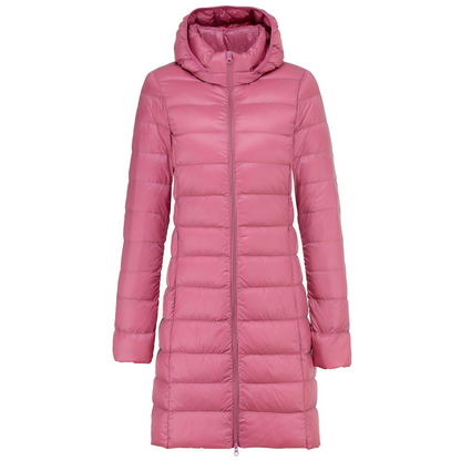 Charlotte -  Stilvolle lange Daunenjacke mit Kapuze für Damen
