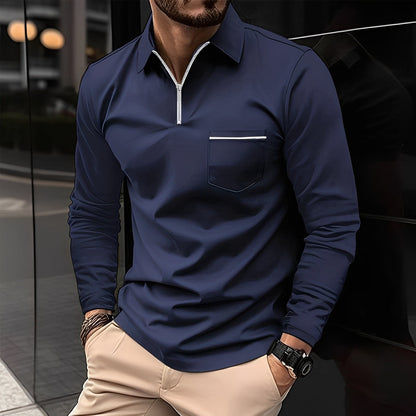 Florent - long-sleeve polo for men with zipper