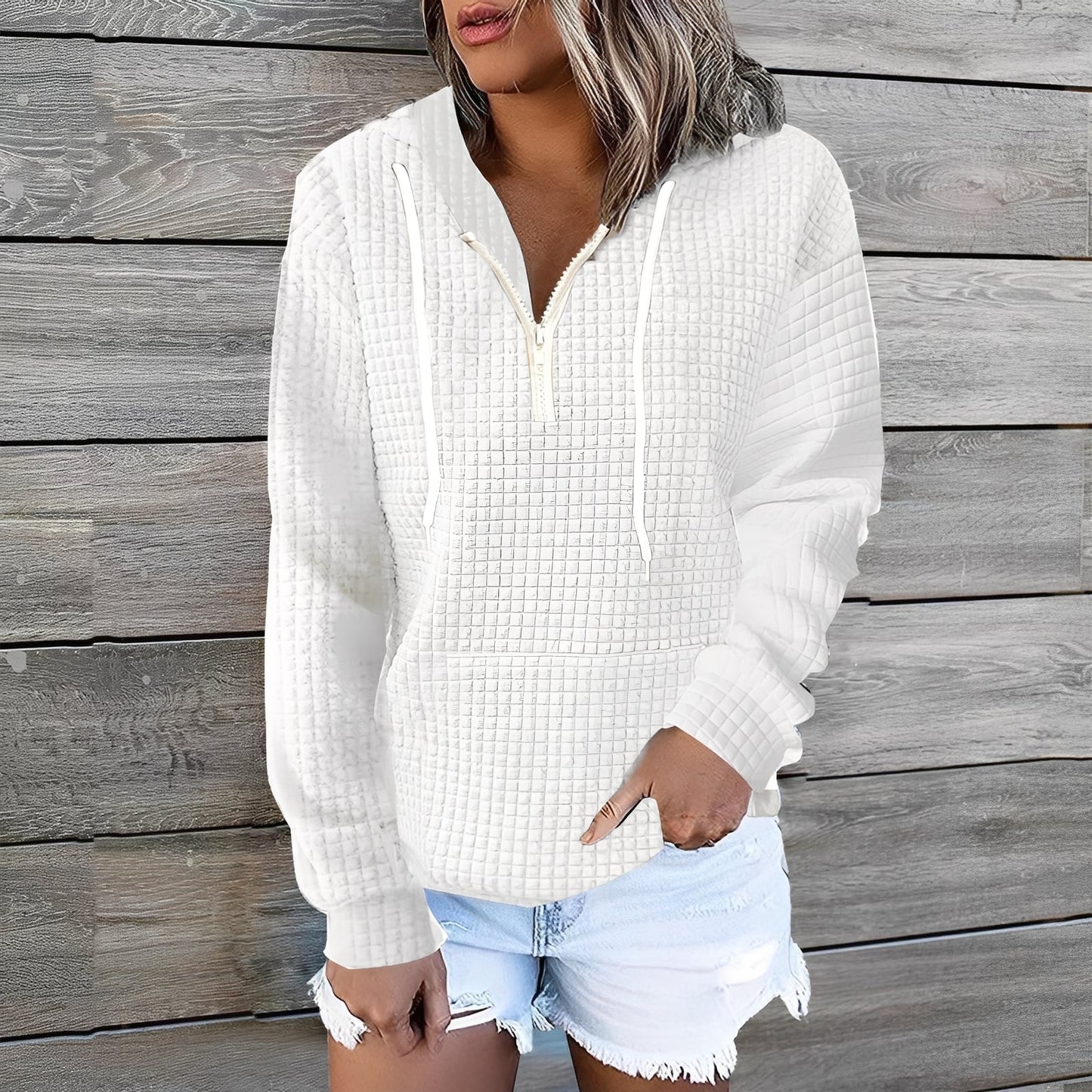 Amanda - Stylish Women's Waffle Hoodie