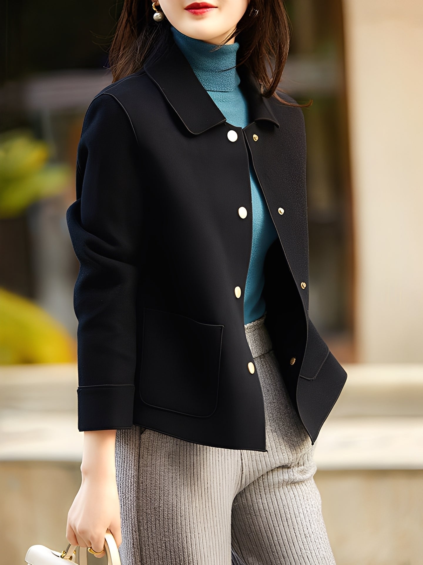 Meade - Stylish, warming women's jacket with buttons