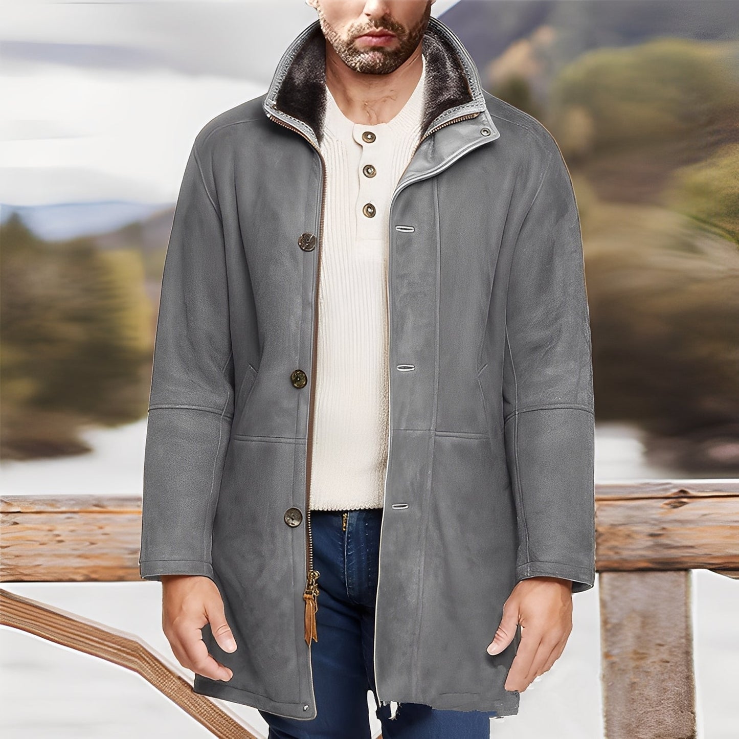 Eddie - Classic, medium-sized men's suede jacket