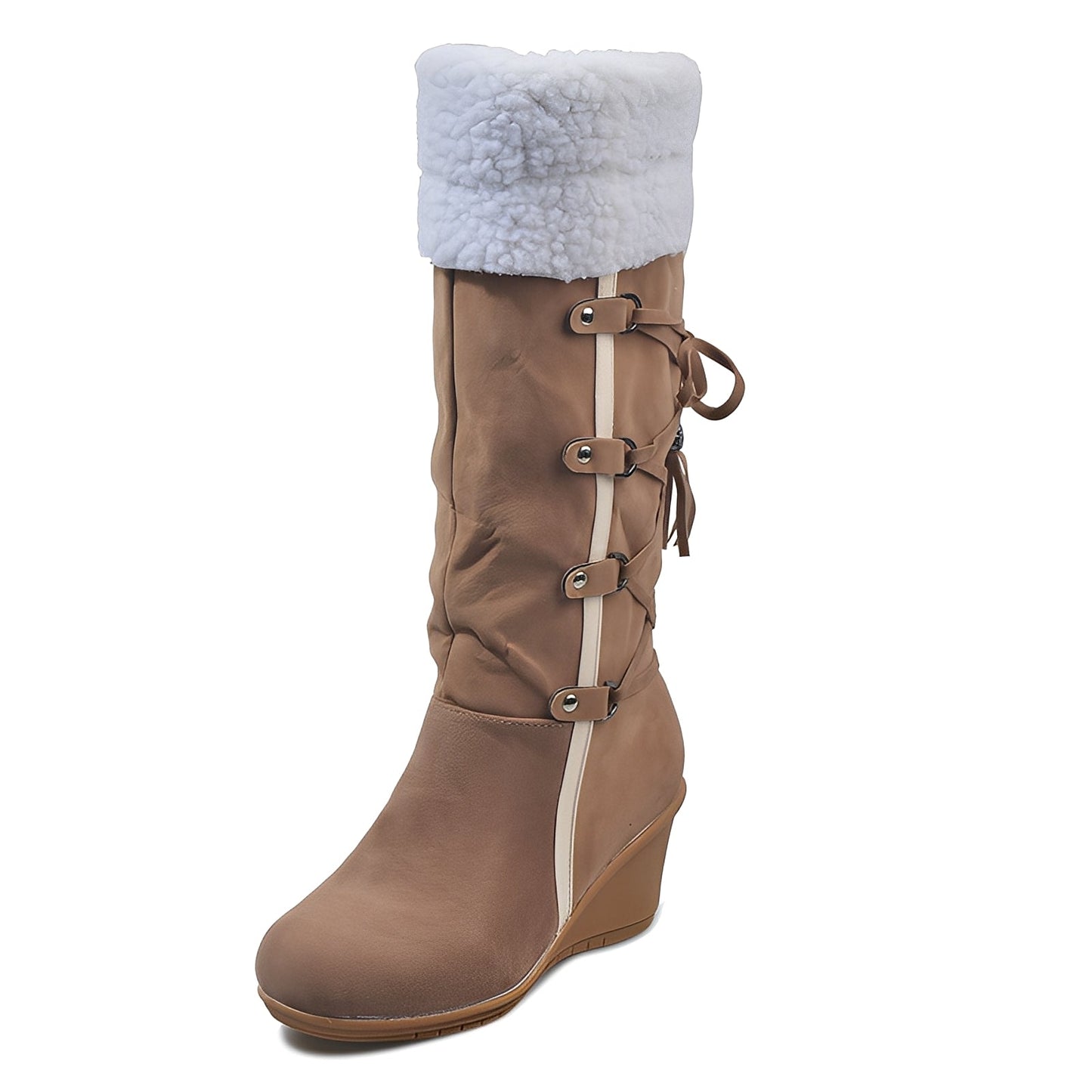 Maria - Fashionable women's boots with fur lining and wedge heel