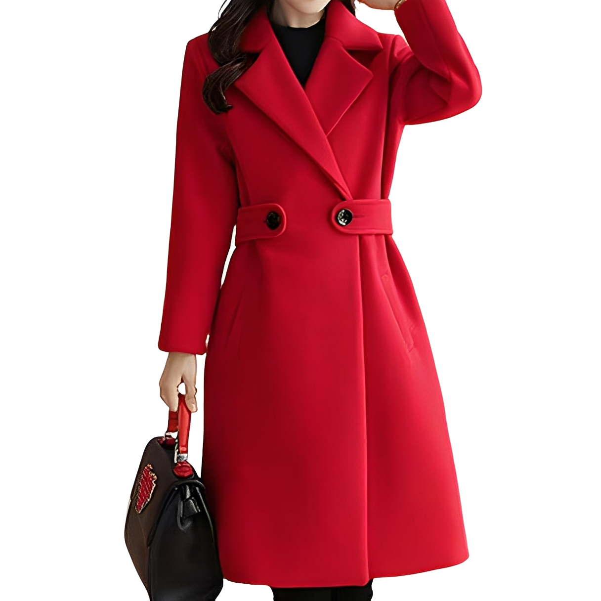 Kaylie - Elegant women's coat made of wool, knee-length