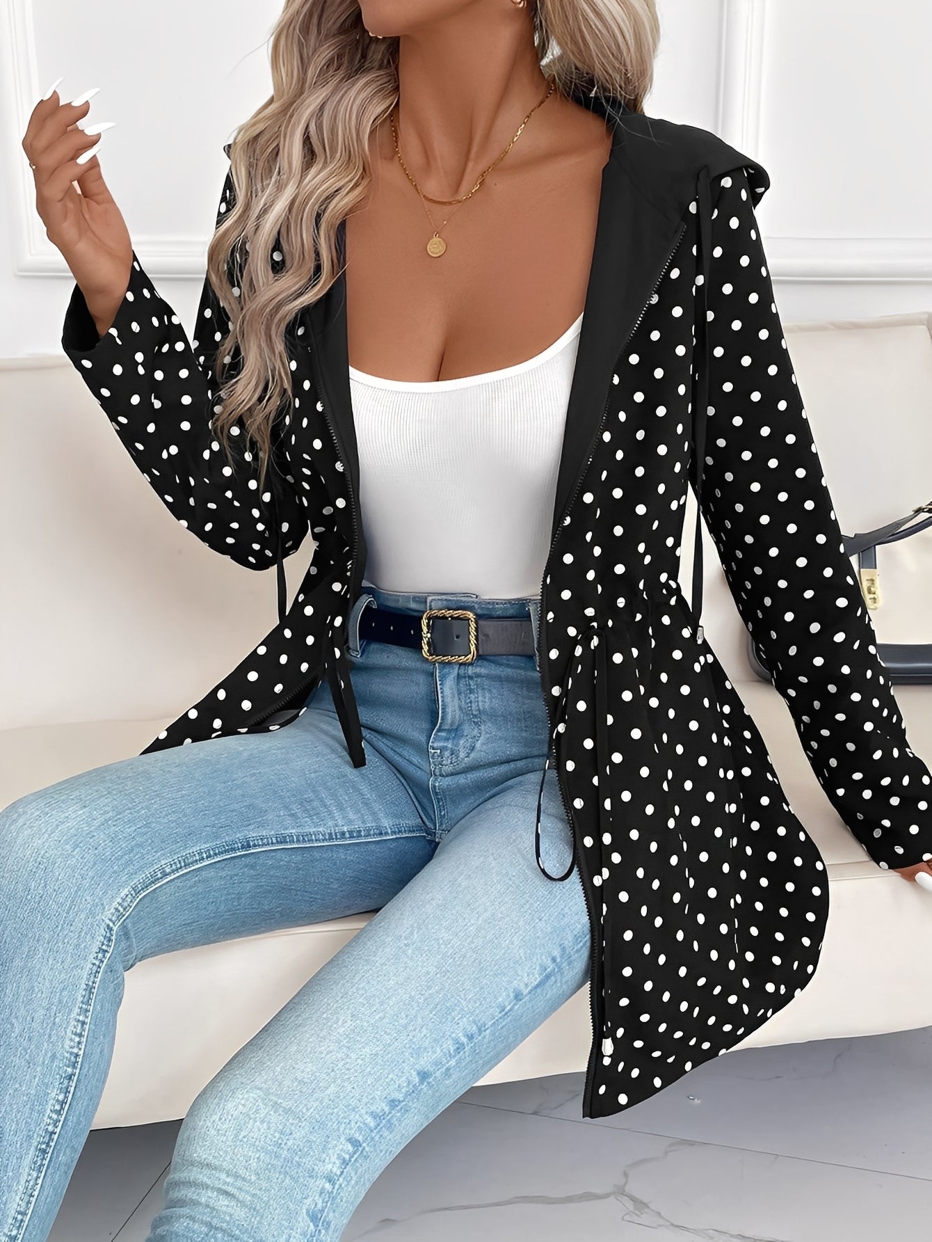 Jennelle - Fashionable reversible women's hooded jacket