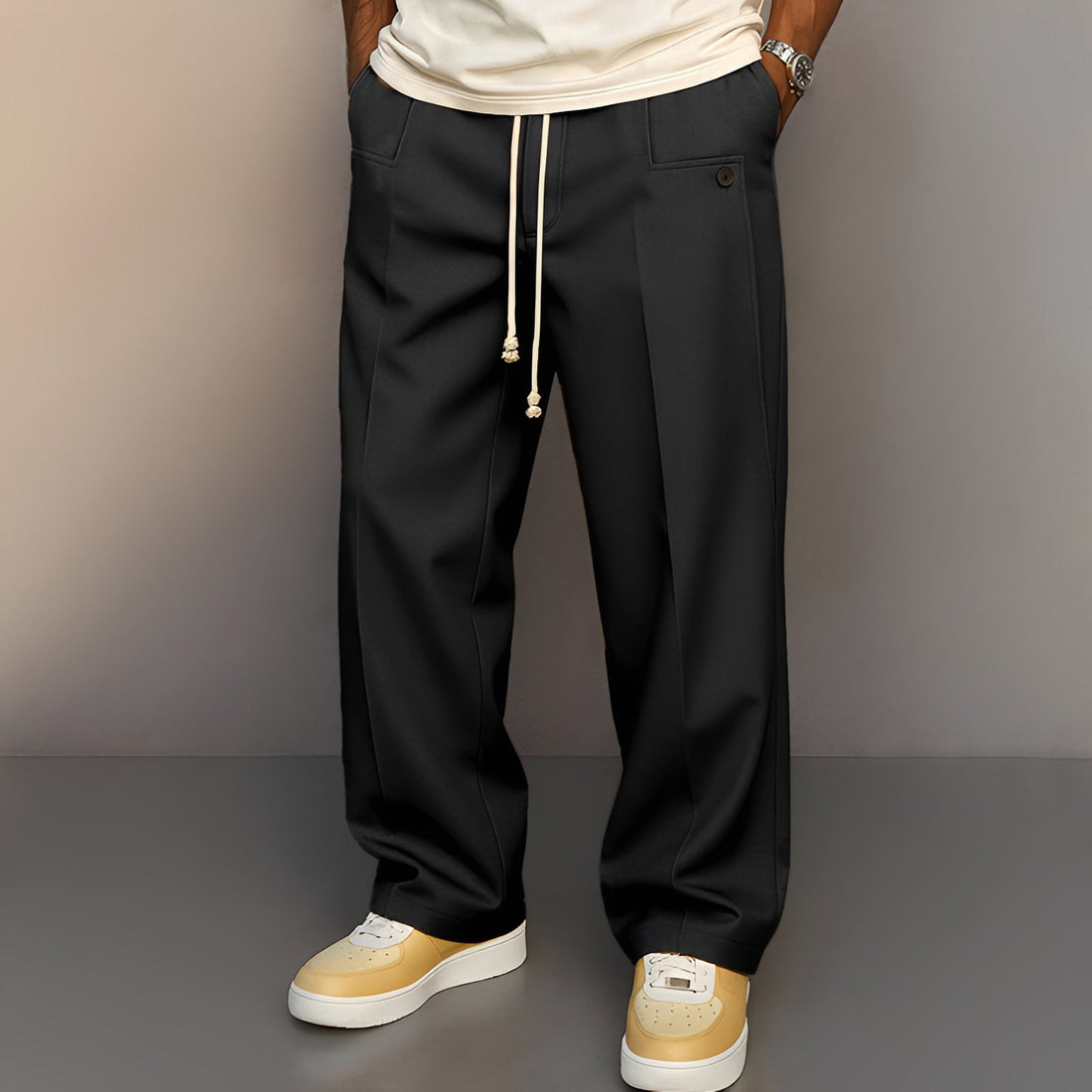 Conor - Bequeme Herrenhose mit geradem Schnitt und Kordelzug