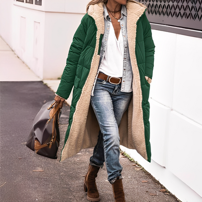 Nadège - Women's Long Quilted Winter Coat with Hood