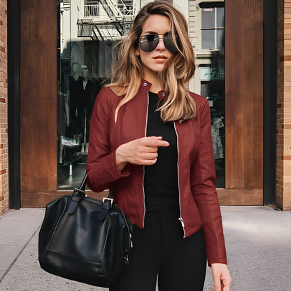 Lysiane - Stylish winter leather jacket for women