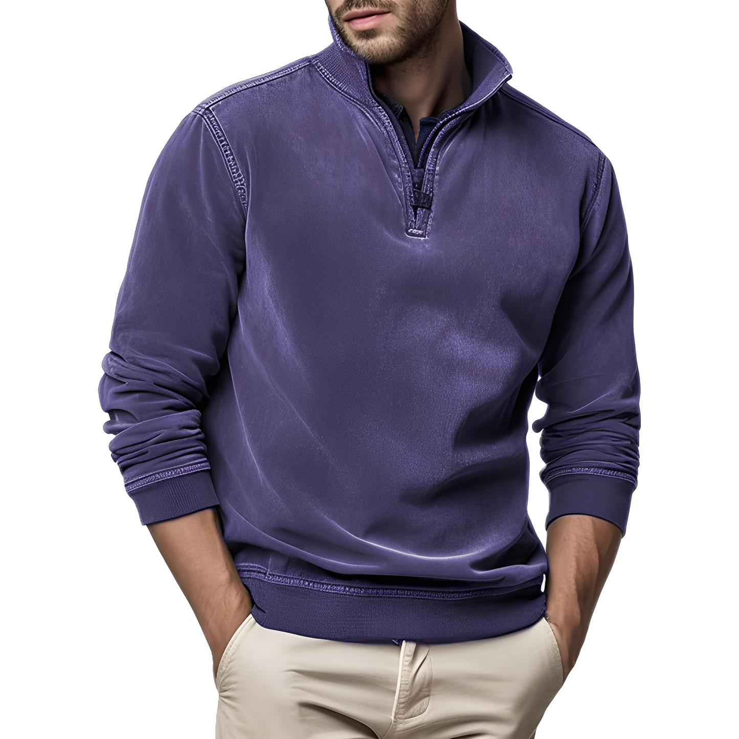 Dunstan - Eleganter Herrenpullover aus gewaschenem Fleece