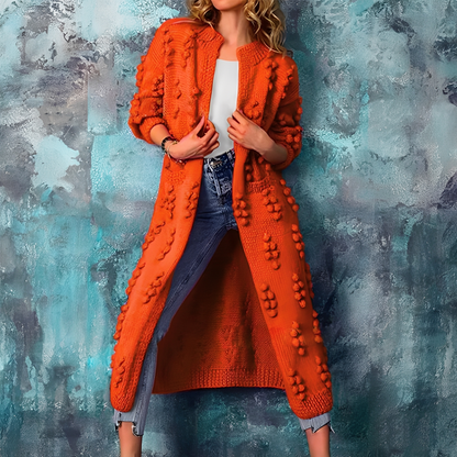 Nancy - Fashionable long women's cardigan with tassels