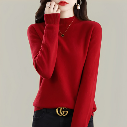 Martine - Wool Slim Fit Sweater with High Collar for Women