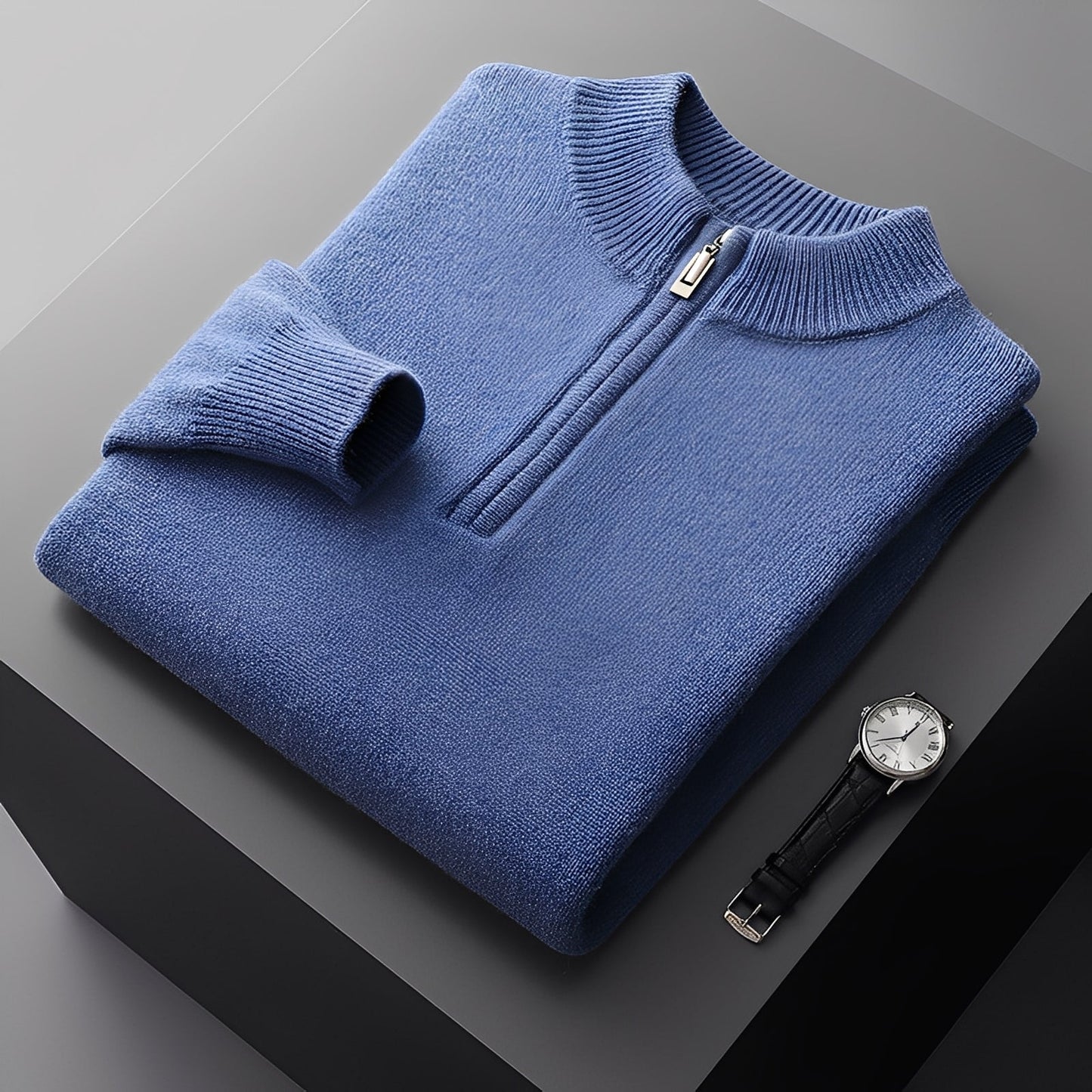 Weldon - Herrenpullover mit halbem Reißverschluss