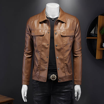 Déodat - Men's leather jacket with long sleeves