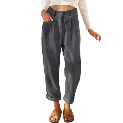 Hannah - Comfortable women's corduroy pants with high waist