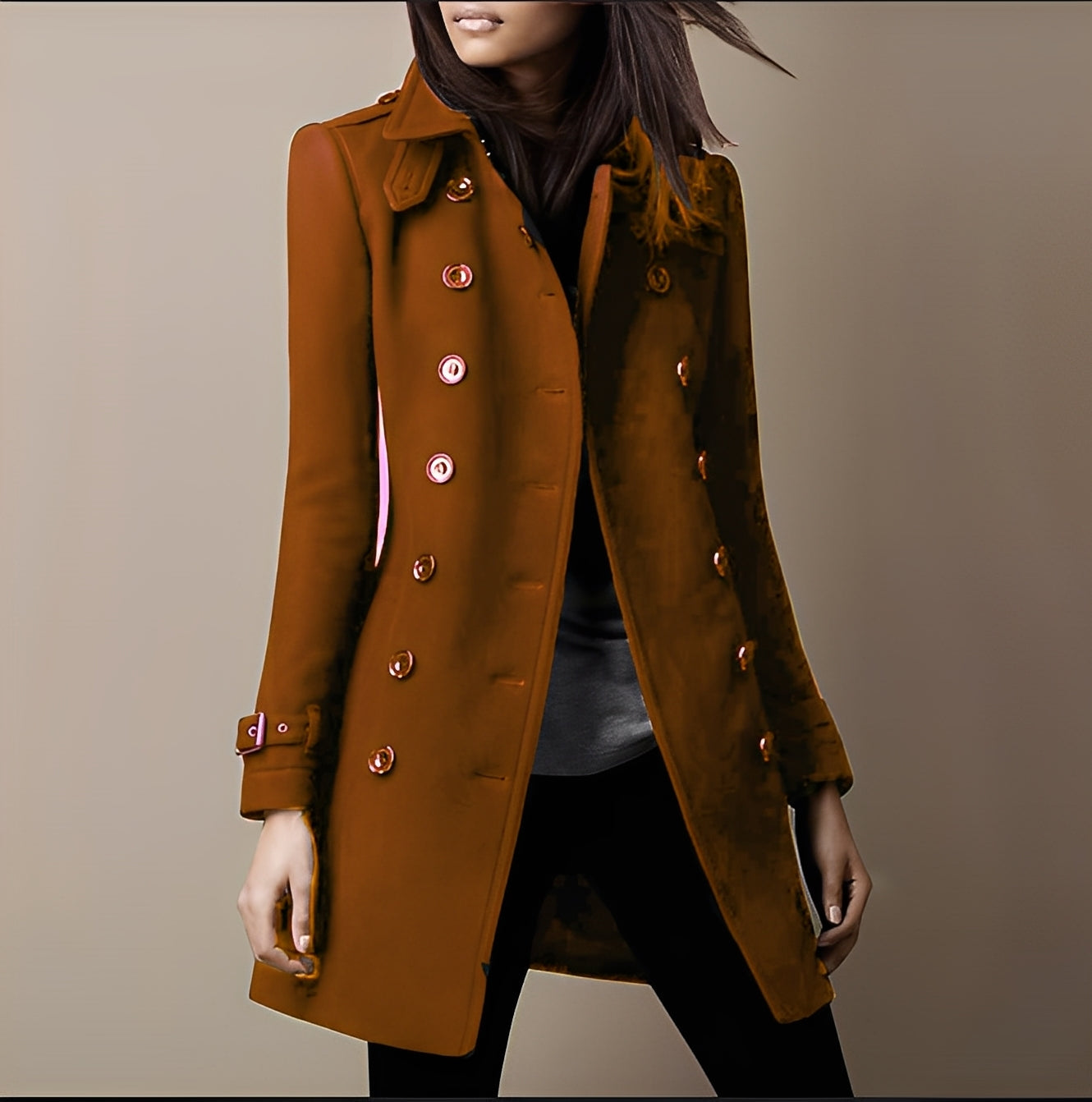 Aryana - Elegant women's wool coat in double-breasted style