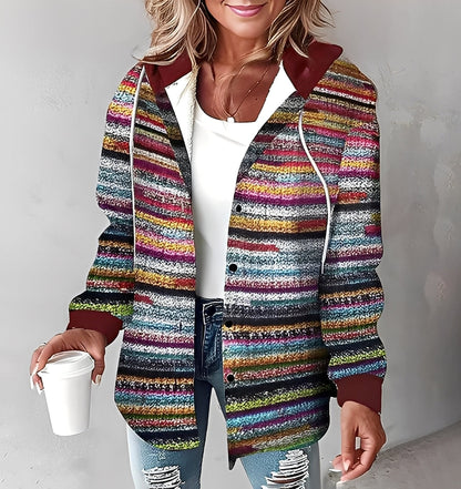 Éliette - Women's winter jacket with hood and check pattern