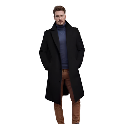 Evans - Elegant wool coat in mid-length for men