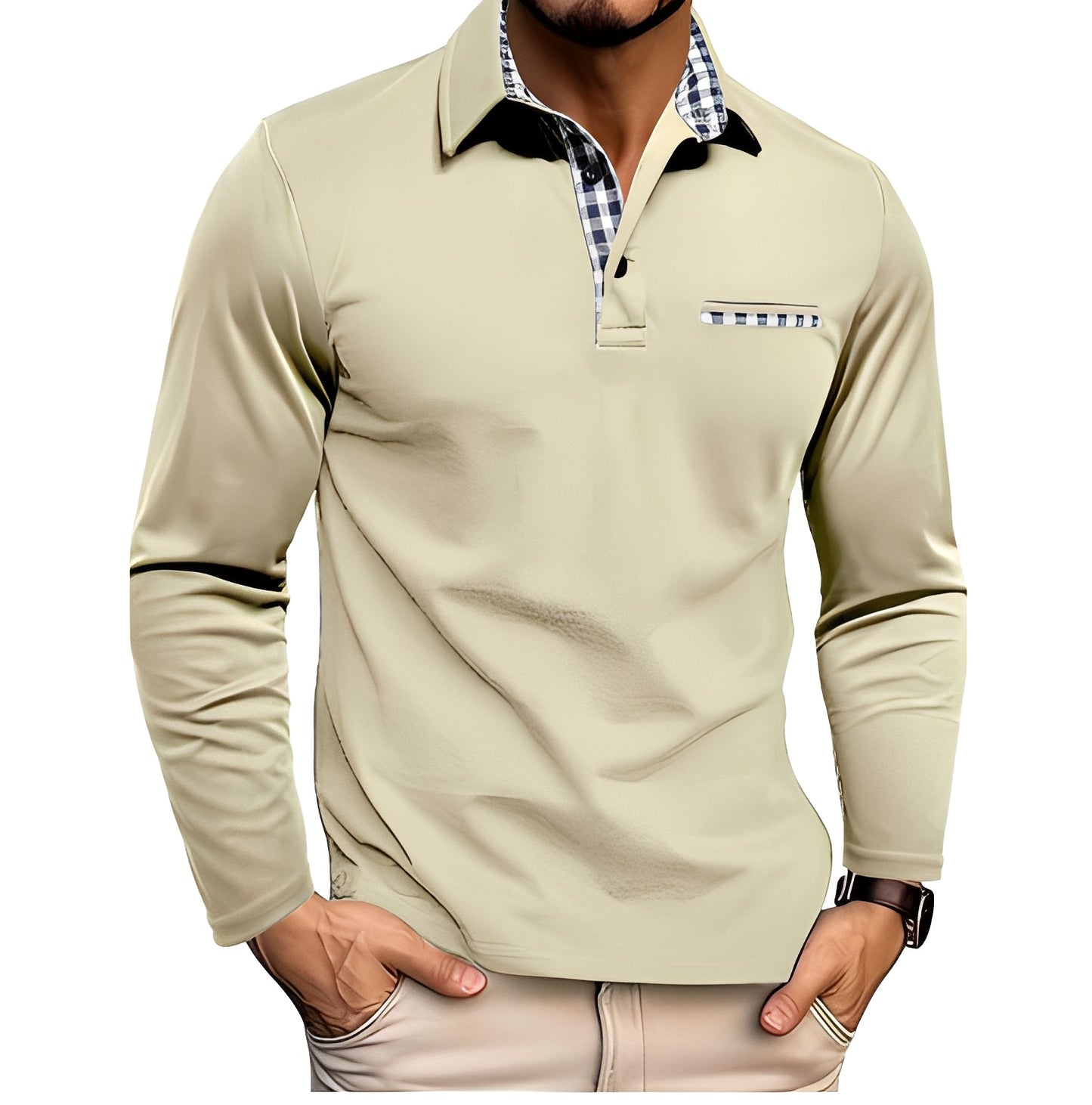 Maxence - Men's Long Sleeve Polo Shirt in Simple Design