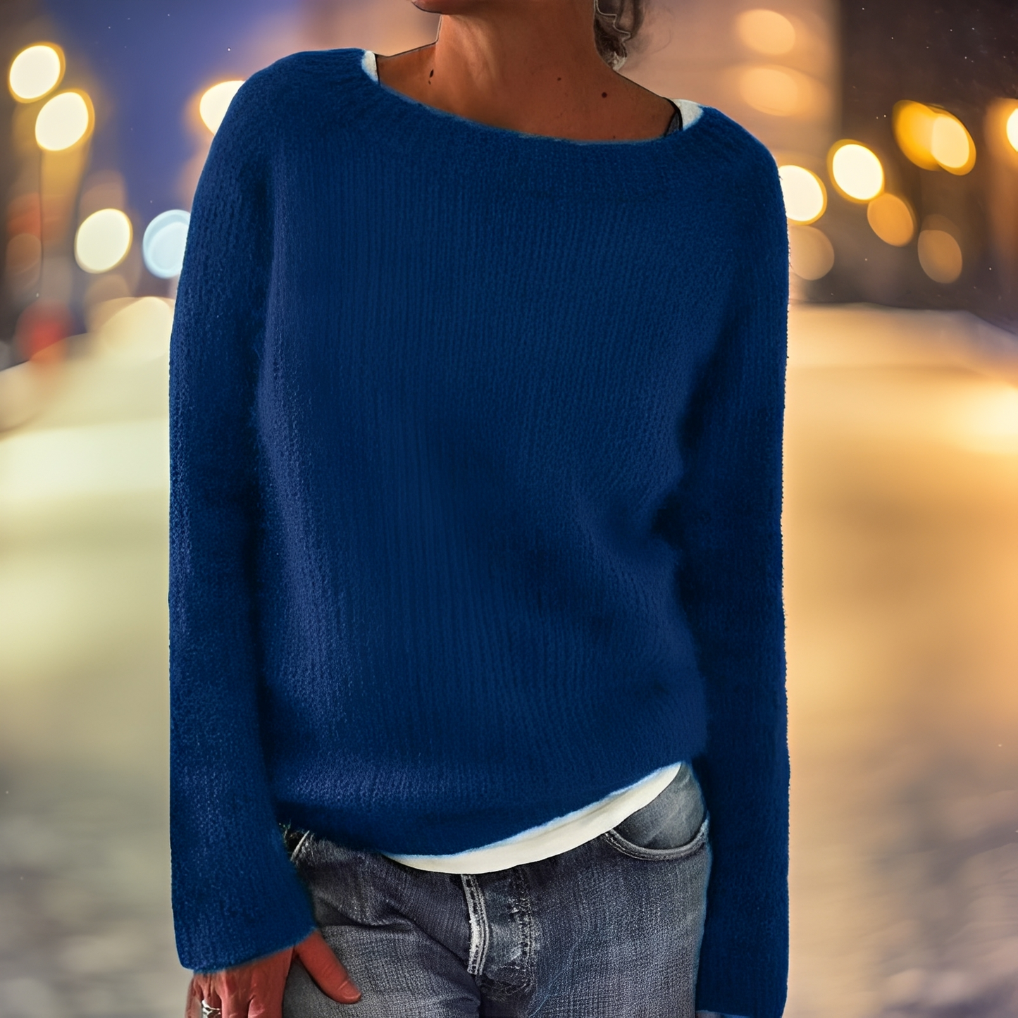 Abeeha - Luźny sweter w kolorze jodły dla kobiet