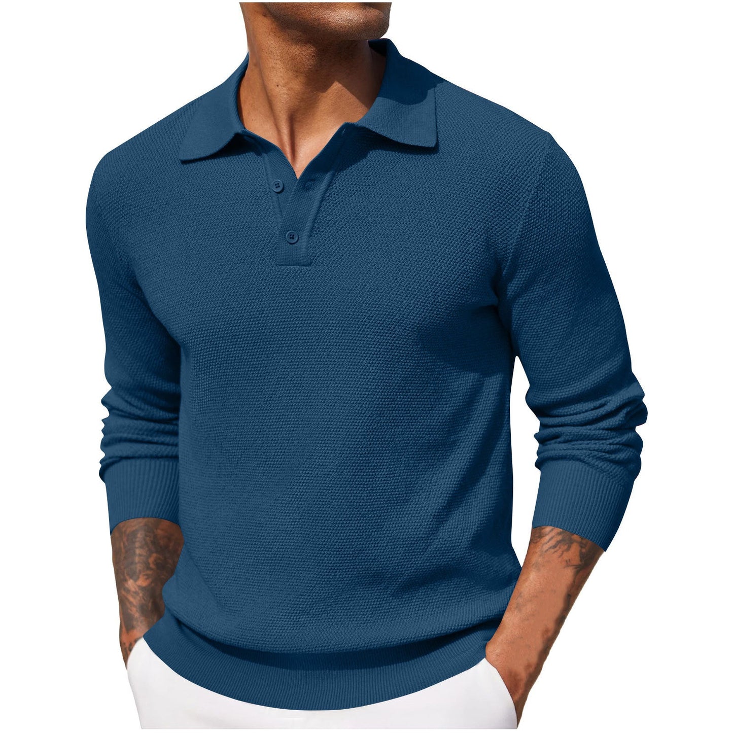 Jerrod - Stylish men's long-sleeve polo shirt