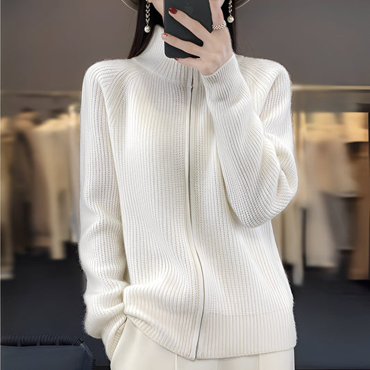 Margaret - wool knit jacket for women with zipper