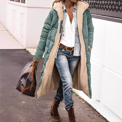 Nadège - Women's Long Quilted Winter Coat with Hood