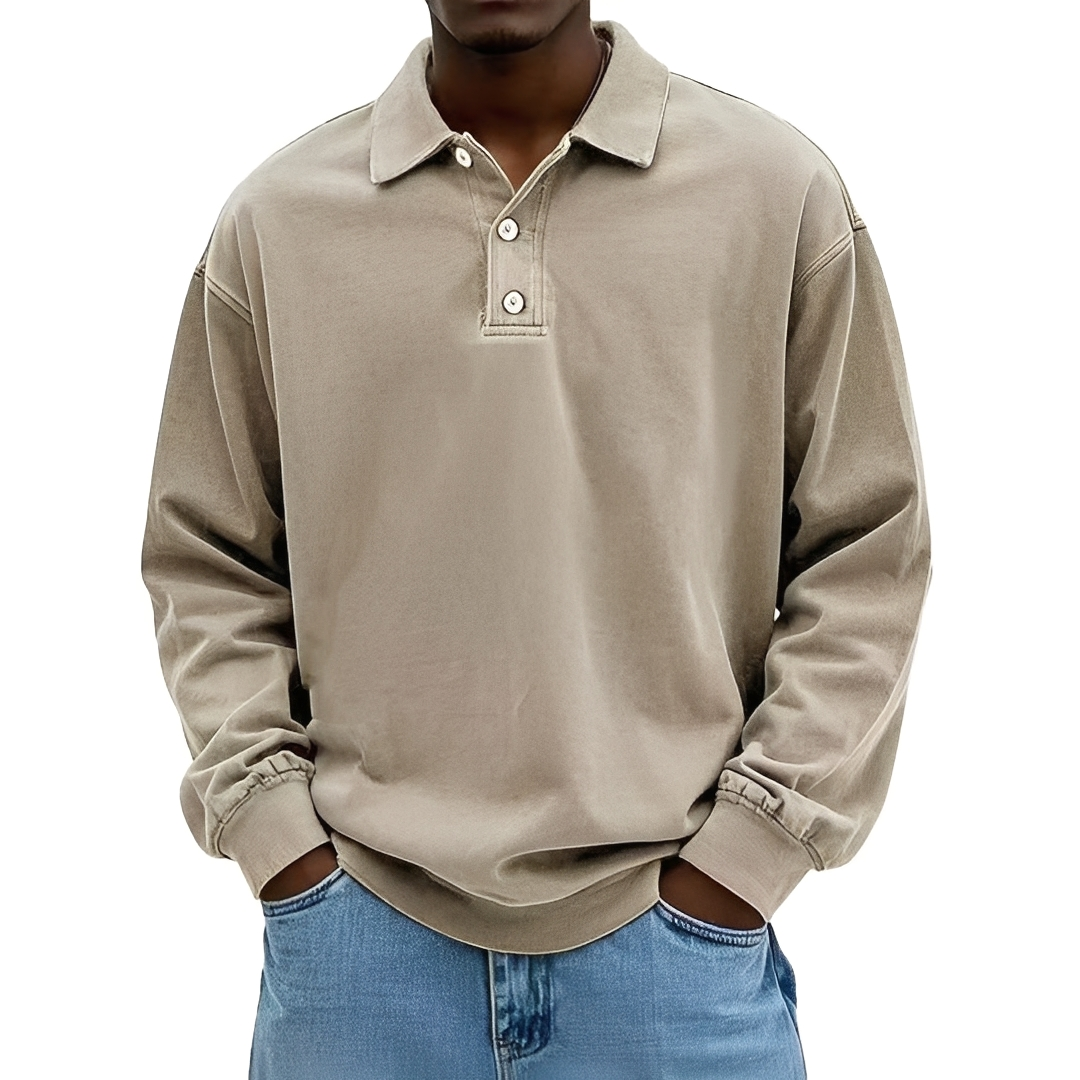 Lothaire - Vintage long-sleeve polo for men