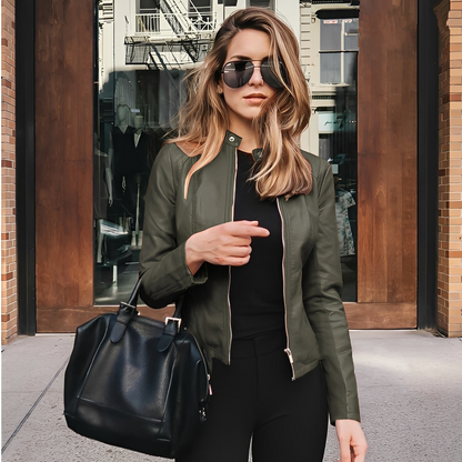 Lysiane - Stylish winter leather jacket for women