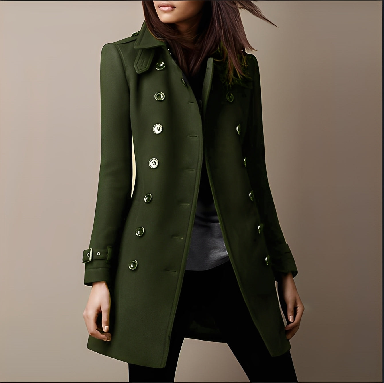 Aryana - Elegant women's wool coat in double-breasted style