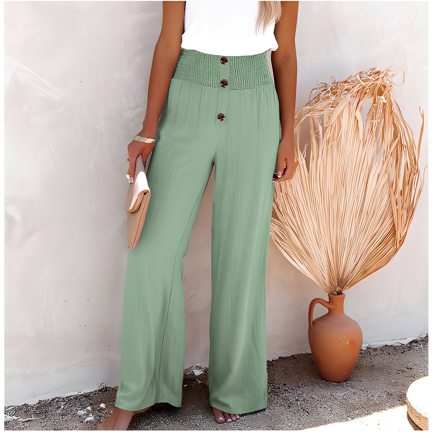 Aloïse - High-waisted linen pants for women