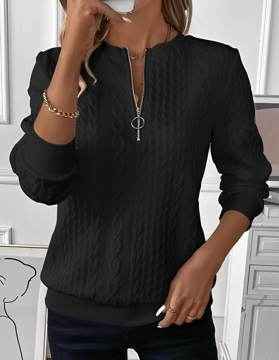 Davida - Fashionable, soft women's sweater with quilted pattern