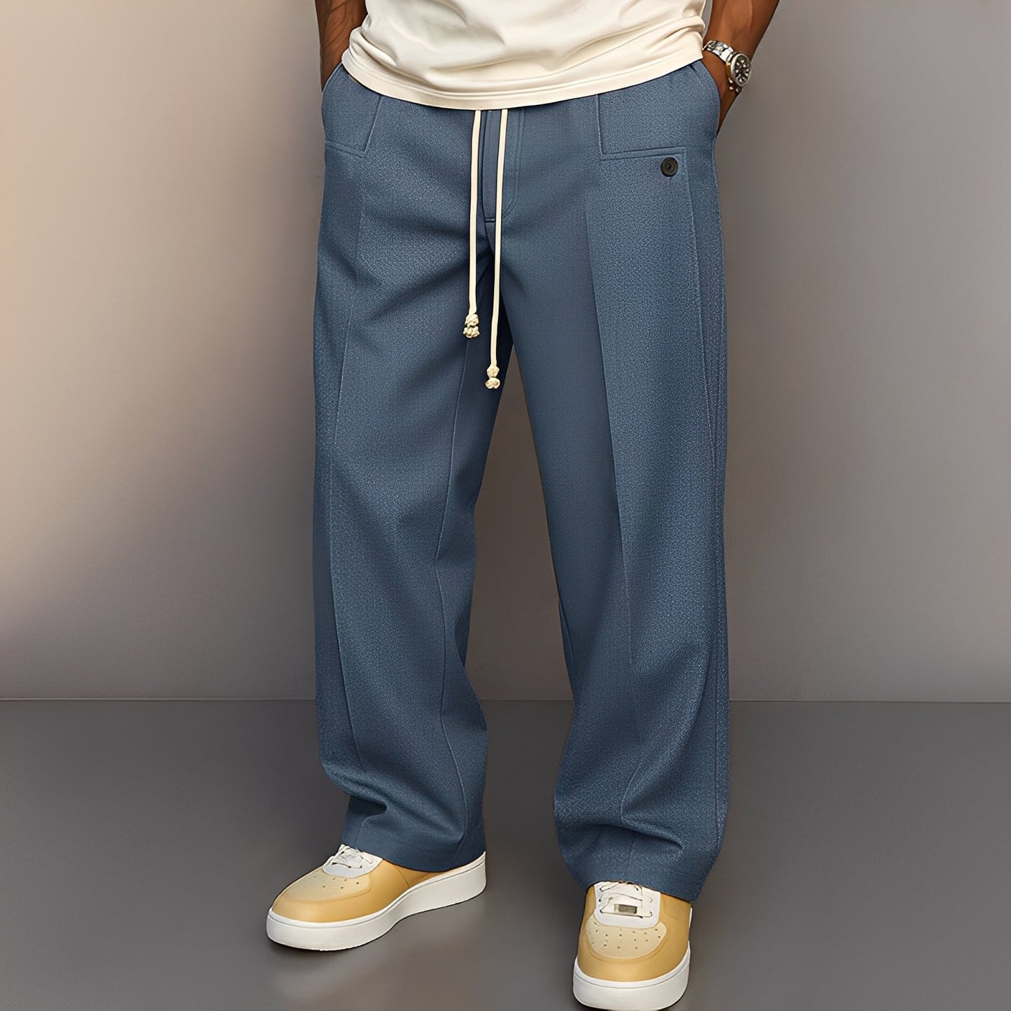 Kevin - Comfortable, casual pants with wide leg for men