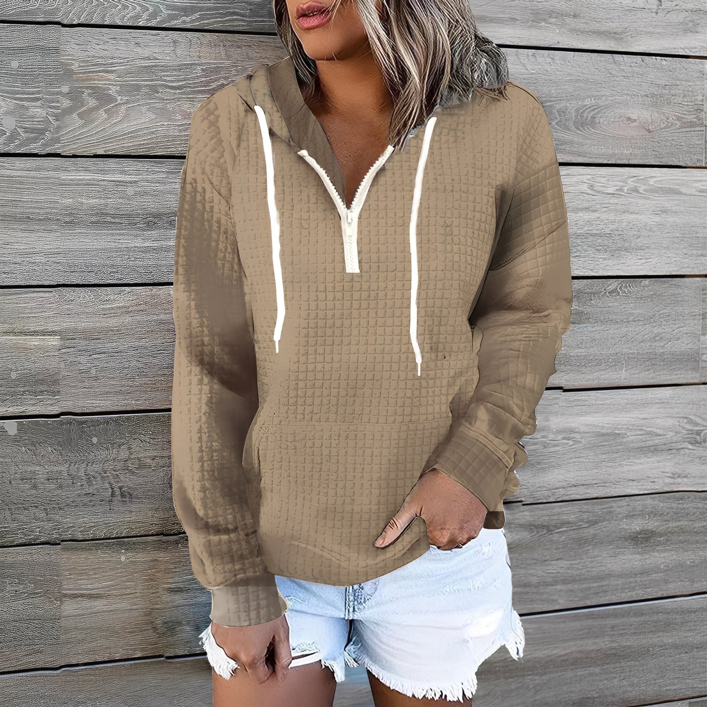 Amanda - Stylish Women's Waffle Hoodie
