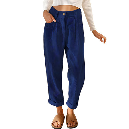Hannah - Comfortable women's corduroy pants with high waist