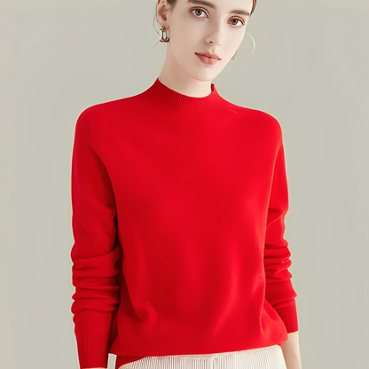 Martine - Wool Slim Fit Sweater with High Collar for Women