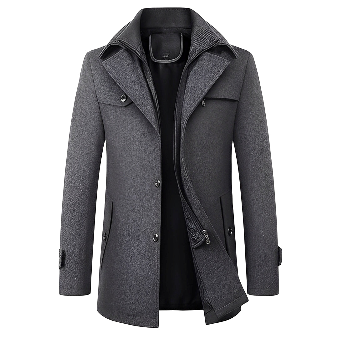 Laurentin - Stylish long men's winter coat with buttons