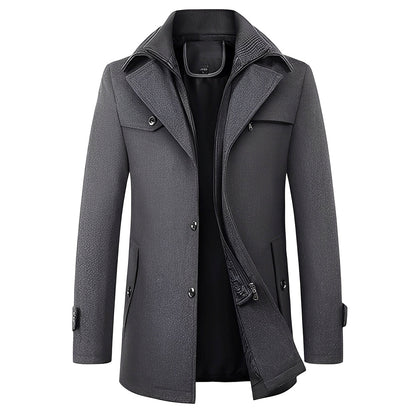 Laurentin - Stylish long men's winter coat with buttons