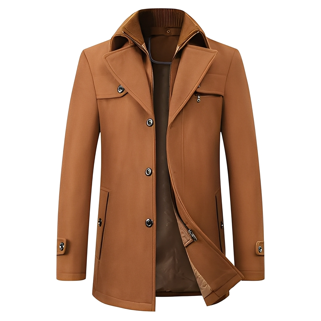 Laurentin - Stylish long men's winter coat with buttons