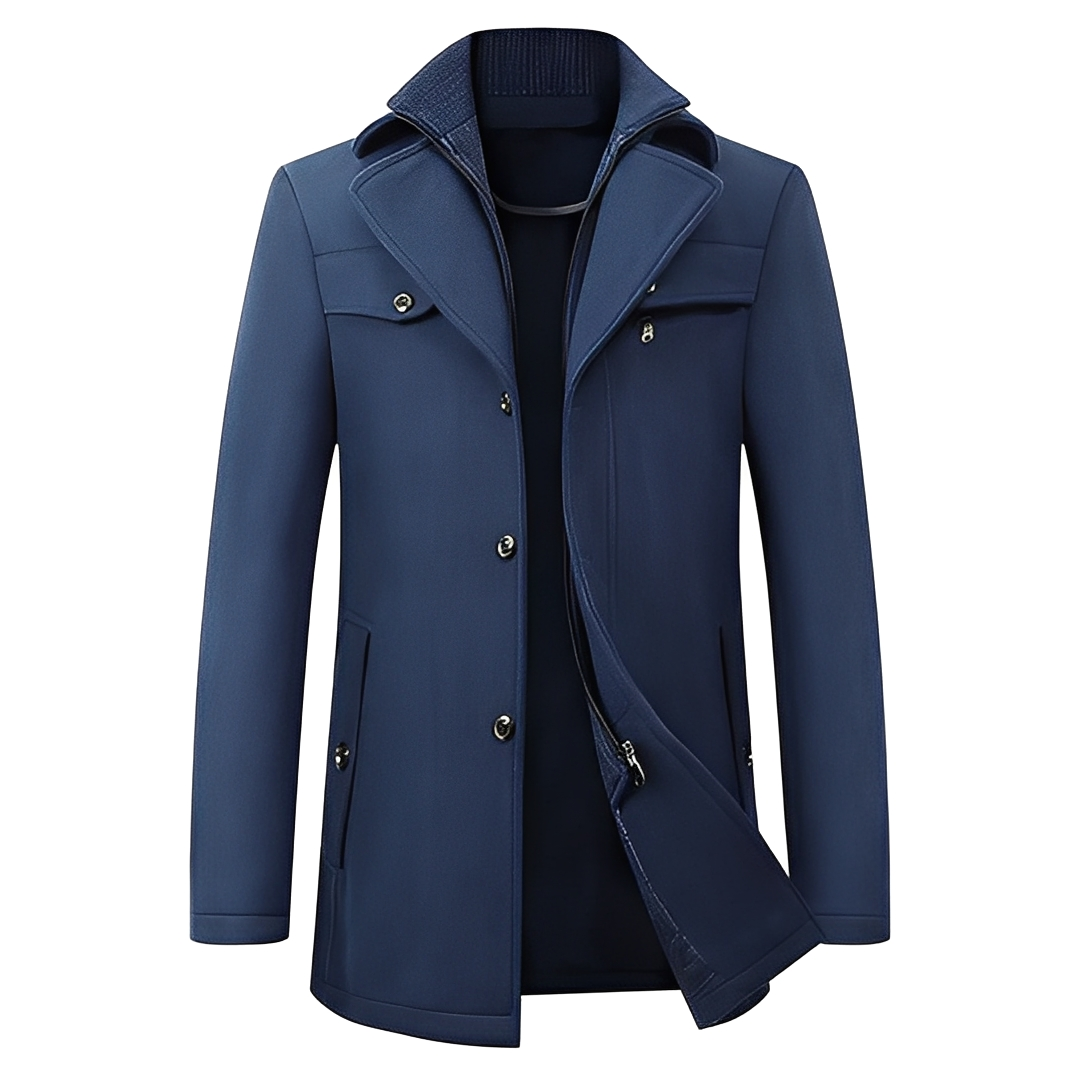 Laurentin - Stylish long men's winter coat with buttons