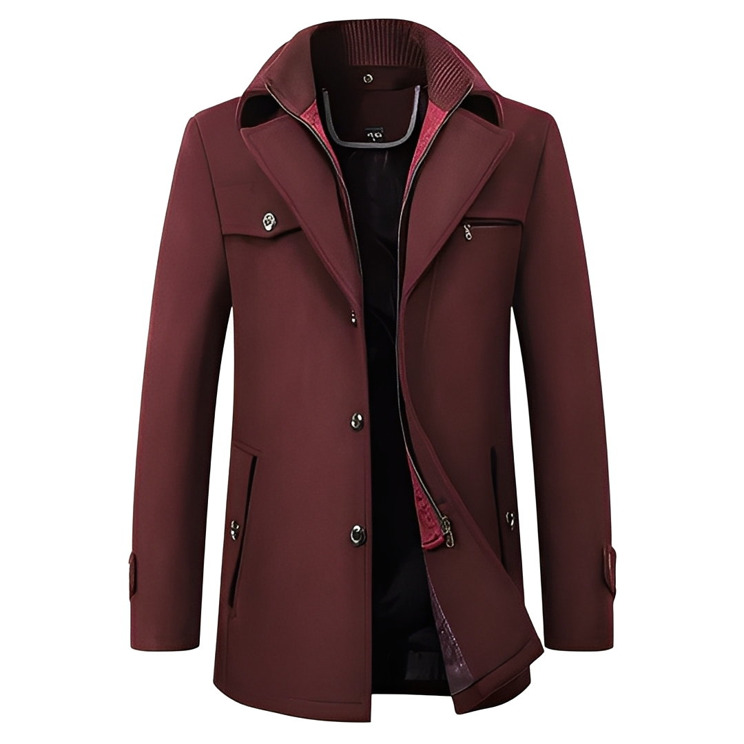 Laurentin - Stylish long men's winter coat with buttons