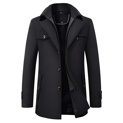 Laurentin - Stylish long men's winter coat with buttons