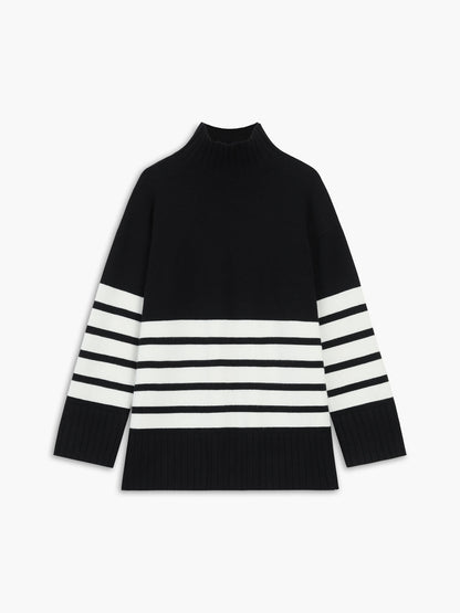 Colette – Striped Mock Neck Sweater